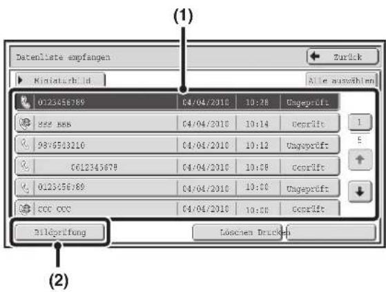 Datenliste empfangen Kiniaturb.1d (1) Zurück Alle auswählen 0123456789 032 888 09876503210 0612345679 0123456789 CCC CCC 04/04/2010 04/04/2010 04/04/2010 04/04/2010 04/04/2010 04/04/2010 10:28 10:14 10:12 10:08 10:06 10:04 10:02 10:00 10:00 Biléprifung Löschen Brücken (2)