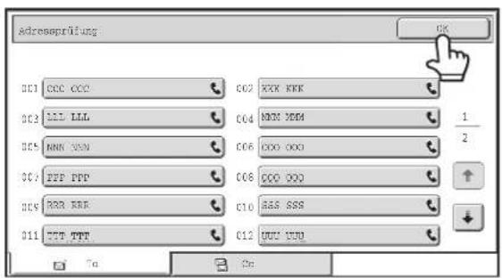 SHARP MX-B382SC - ÜBERPRÜFEN UND LÖSCHEN EINGEGEBENER ZIELE - 2