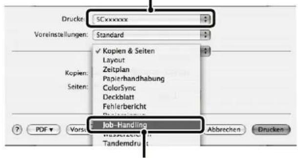 Drucke: 5Cxxxxxxx Voreinstellungen: Standard Kopien & Seiten Layout Zeitplan Papierhandhabung ColorSync Deckblatt Fehlerbericht Job-Handling PDF Vorsu Abbrechen Drucken