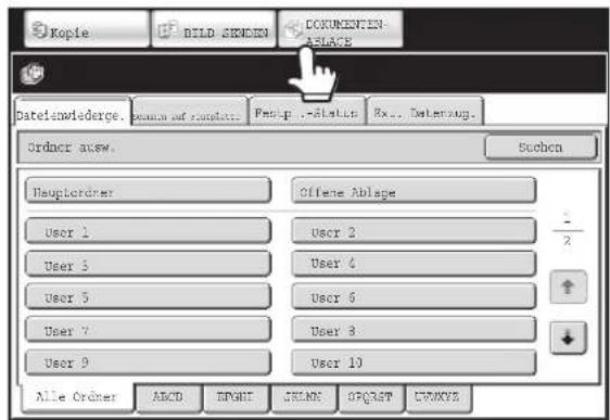 Kopie BILD SENDEN DOKUMENTEN- ASLAGE dateiswiederge. Pentup -Alistin Rx... Delenzung. Orderer atsw. Stochen Haupforder Offene Ablage User 1 User 2 User 3 User 4 User 5 User 6 User 7 User 8 User 9 User 10 Alle Order ABCD BRIGHT CHANGE OGRAST CVMXYZ