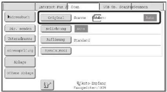 Internet Fax IP Scan USB Sp. ScanFaxSosanna Adressbuch Original Scarine Senden: Auto Dir. senden Belichung AUTO Unteradresse Auflösung Standard Adressprüfung Spezial nodi Ablage Offene Ablage Auto-Empfang Passpeicher:1004