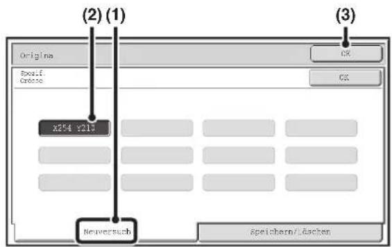 (2) (1) Origina Specific Cross X254 Y210 Neuversuch CK CK Speichern/Lachen (3)