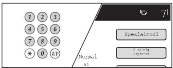 1 2 3 4 5 6 7 8 9 * 0 #/P Normal A4 71 Spezialmodi 2-setrig Kopieren