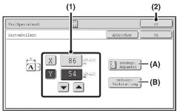 (1) Pax/Spezialmodi Kartonbeilage (2) X 86 Y 54 Sendegr. Appassek Urdaser- Rückstellung (A) (B)
