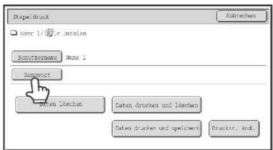 Stapelnbruck User 1/File Autoien Benutznomans None 1 Sampwort Baten Löschen Baten drucken und Löschen Baten drucken und speichern Drucker, sind.