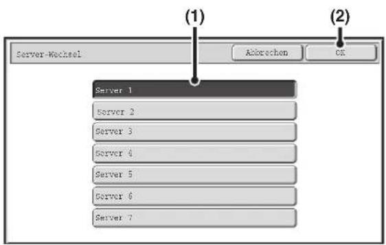 Server-Wechsel (1) Akbrechen (2)