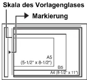 Skala des Vorlagenglases Markierung A5 (5-1/2" x 8-1/2") B5 A4 (8-1/2" x 11")