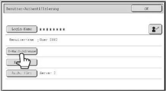 Denutzer-Authentifizierung Login-Name Renulzername : User 0002 4-Mail-Adresse Xue Auth. Firs: Server 2