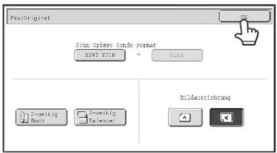 Pax/Original OK Scan Gröseco Sende Format X297 Y210 Auto Dildausrichtung 2-neitig Buch 2-neitig Ralenger