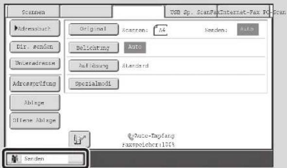 Scannen Adressbuch Dir. senden Unteradressen Adressprüfung Ablage Offene Ablage Original Scannen: 14 Sendens: Auto Delicting Auto Auführung Standard Spezialmodi Auto-Empfang faxspolobor:100% Senden