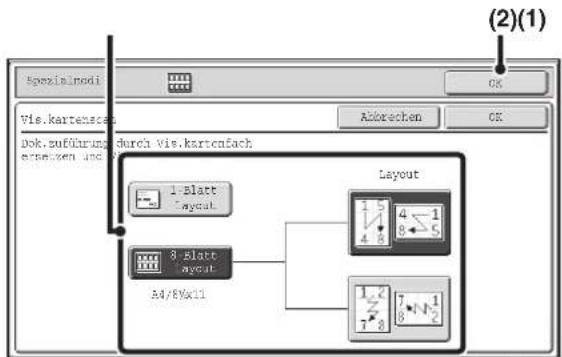 Spezialmodi (2)(1) Vis.kartensca Akbrechen Dok.suführung durch Vis.kartenfach erässen und Layout 1-Blatt Layout 3-Blatt Layout A4/B9x11