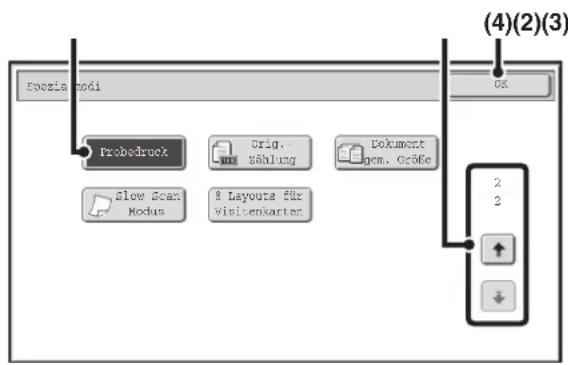 Prozedruck Orig. zählung Dokument gem. Größe Slow Scan Modus 8 Layouts für visitenkarten (4)(2)(3) OK 2 2