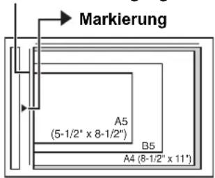 Markierung A5 (5-1/2" x 8-1/2") B5 A4 (8-1/2" x 11")