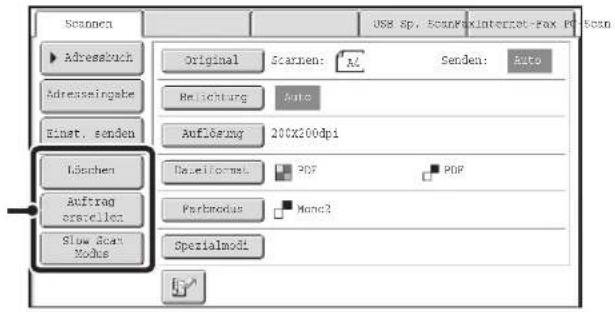 Scannen Adressbuck Original Scannen: A/ Senden: Auto Adreussingabe Relichtung Auto Einst. senden Auflösung 200x200dpi Löchen Dateformat PDF PDF Auftrag orzeillon: Parhmodus Mono? Slow Scan Xochs Sperialmodi