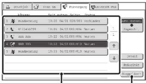 Druckjob Scan an Faxvorgang Interact-Fax Adverse Zeit setzen Seiten Status 1 Rundsenung 10:30 04/01 020/003 verbinden 2 0125456789 10:35 04/01 000/004 Varien 3 AAA AAA 10:22 04/01 000/004 Varien 4 BBB 323 10:33 04/01 000/003 Varien 5 Rundsenung 10:33 04/01 000/003 Varien Abgeschl. Detail Priorität Skopf/desci