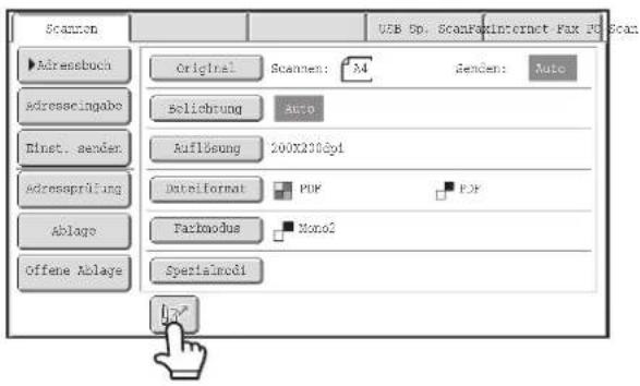Scanen Adressbuch Adressesingabe Minst. senden Adressprüfung Ablage Offene Ablage Original Scanen: M4 Solichung Auto Auflösung 200X2306yl Dateiformat PDF PDF Farkmodus Mono2 Spezialmodi USB Sp. ScanFoxInternet Fax 98 Scan