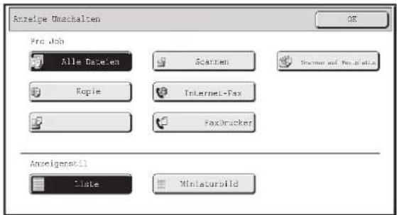 Anzeige Umschalten Pro Job Alle Dateleven Ropie Scanthen Internet-Fax FaxDrucker Scanthen und Pro. admin Anzeigenstil Liste Miniaturild