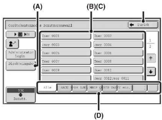 (A) (B)(C) Corditekontormos e Benutzorsauswahl Zurück User 0031 User 0032 User 0033 User 0034 User 0035 User 0036 User 0037 User 0038 User 0039 User 0011 User 0012user 0011 Alln ABCD HIGH LIKE MNCF OR STD VACUZ min. (D)