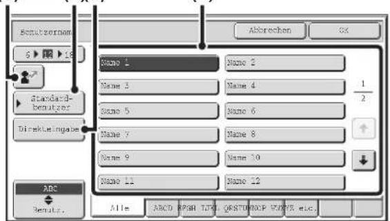 Schutzernom 6 ▶ 18 Standard- benutzer DirekLeingabe ABC Result. Abbrechen SK Name 1 Name 2 Name 3 Name 4 1/2 Name 5 Name 6 Name 7 Name 8 Name 9 Name 10 Name 11 Name 12 Alle ABCD RPH TPK QERTUNOP VWYB, etc.