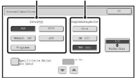 Scannen/DateiForma Dateityp PDF TIPP Umwazl. PDF XPS Programm Kopprinierungsweise Ohre 24H (G3) MMR (G4) E/M Farbe/Crau Spekifiziertes Seiten Pro Data1 (1,99)