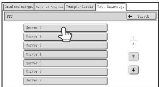 FileName/Indicator, Server and Config Name, Testpl.-Status, Ext. Designag. PTP zurück Server 1 Server 2 Server 3 Server 4 Server 5 Server 6 Server 7 1/3