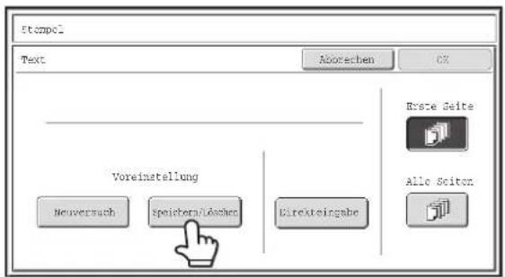 Stampel Text Aborechen CX Erste Seite Voreinstellung Neuversuch Speichern/Åscher Direktseirgabe Alle Seite