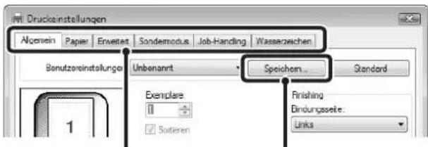 Druckeinstellungen Abgerein Paper Erwetter Sonderemodus Job-Handling Wasserzeichen Bonutzereinstellungen Unbenannt Speichem Standard Exemplare Finishing Bindungsseite: Links 1