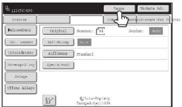 1234567800- Scanen Pause Mächete Adr. USK Internet-Fax Rate Addressbuch Original Scanen: A4 Senden: Auto Dir. senden Sellchung Auto Unteradresse Auflösung Standard Adremsprüfung Spezialmodi Ablage Offene Ablage Auto-Reqlang Fax rate:100%