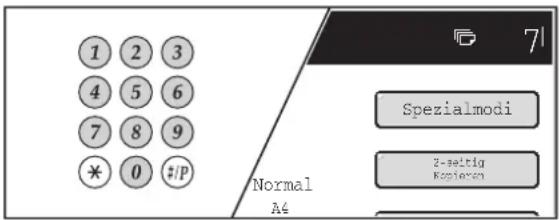 1 2 3 4 5 6 7 8 9 * 0 #/P Normal A4 Spezialmodi Z-settig Konjernen