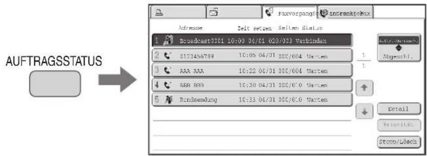 Auftragsstatus Adresser Zeit setzen Seilen Status Broadcast0001 10:00 04/01 020/003 Verbinden B173456789 10:05 04/01 CCC/004 Marten AAA AAA 10:22 04/01 000/004 Marten ABR B89 10:30 04/01 CCC/004 Marten Tundsendung 10:33 04/01 000/004 Marten Author: Vanach Abgeschl. Detail PrioriAt Stopv/Lösech