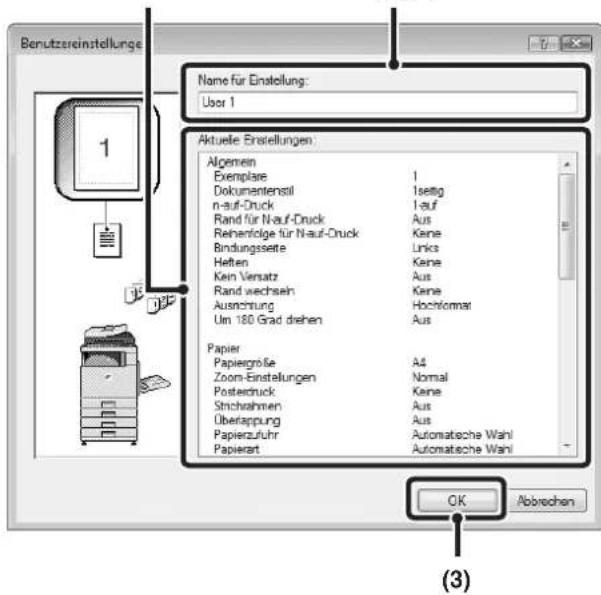 Benutzsreinstellungen Name für Erstellung: User 1 Aktuelle Erstellungen Algemein Exemplase Dokumentensil n-auf-Druck Rand für Nauf-Druck Rehenfolge für Nauf-Druck Bindungsseite Heften Ken Versatz Rand wechseln Auschrung Um 180 Grad drehen Papier Papiergröße Zoom-Einstellungen Posterdruck Strichrahmen Überiappung Papierzuhr Papierart 1 1seitig 1auf Aus Kene Links Kene Aus Kene Hochnomar Aus A4 Normal Kene Aus Automatische Wahl Automatische Wahl OK Abbrechen (3)