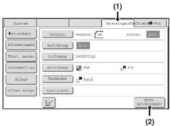 Scanen DateneingabePaxInternete-Pax Addressbuch Original Scanen: A4 Sendenti Auto Adresseingabe Belichtung Auto Einst. sender Auflösung 200X200Gy1 Dataformat PDF PDF Adressprüfung Farbmodus Mono2 Ablage offene Ablage Spezialrodi Kota-Dateningabe (1) (2)