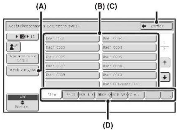 (A) (B) (C) Gesätekenzernand e Besitzonauswelt Zurück User 0001 User 0002 User 0003 User 0004 User 0005 User 0006 User 0007 User 0008 User 0009 User 0010 User 0012User 0011 ABC Beeutz Altis ABCU BCH LCK MRS OF SUI V62F2 el: (D)