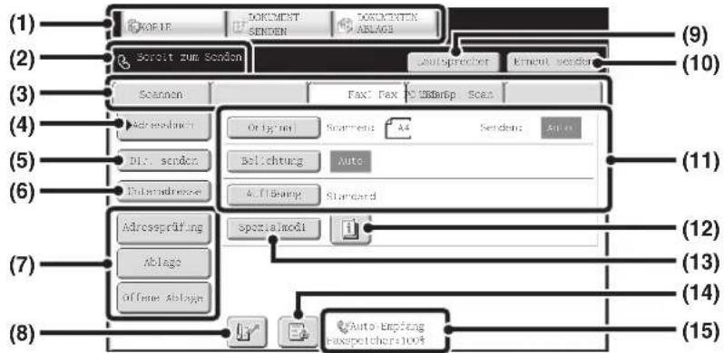 SHARP MX-C312 - AUSGANGSBILDSCHIRM DES FAXMODUS - 1