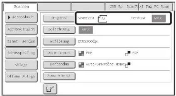 Scanen Original ScanBox: A4 Sendout Auto Sentiment Auto Autosprösung 200x2000dpi AutoFormat POP POP Auto/Graust/Neo Mono? Auto/Abrada Offset Ablage SearchModel