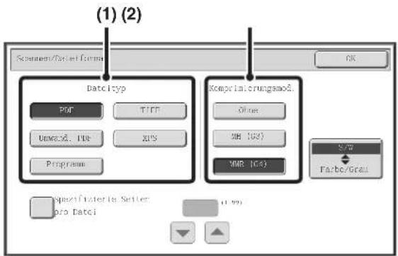 (1) (2) Schniken/Dater Forma OK Data typ PDF TIPP Unwass. PDF XPS Programme Komplinarungsmod. Other DB (US) YMB (US) S/W Farbe/Grain Spezifizierter La Setter Goro Data (1,99)