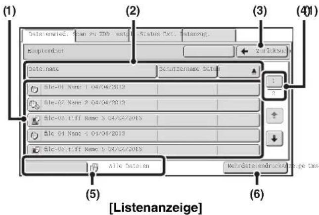 (1) [Listenwiec. Span zu HDD - netting Status Ext. Listening] Deutschdor Zurückdie Date:name Schutzername. Detail file-01 Name 1 04/04/2013 file-02 Name 2 04/04/2013 file-03.tiff Name 5 04/04/2013 file 04 Name 4 01/01/2013 file-05.tiff Name 5 04/04/2013 Alle Dateien KehrsteiendrückAnzeige Cnse (2) (3) (4) (5) (6) [Listenanzeige]