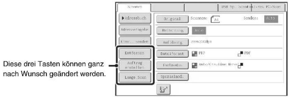 Diese drei Tasten können ganz nach Wunsch geändert werden.