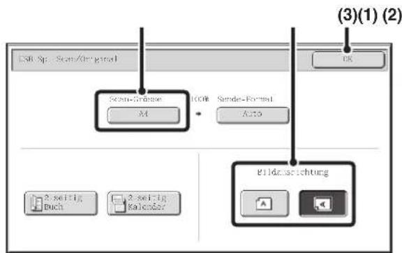 USB Sp. Scan/Imginal Scan-Grasse M ICOR Sender-Format Auto (3)(1) (2) Bildesrichtung
