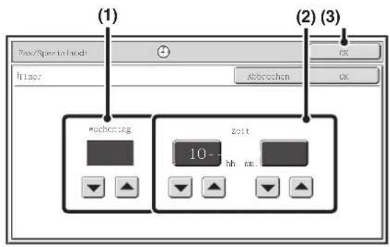 (1) Tax/Special mode h1ner (2) (3) Abbrachten wechertag zott 10- hh mm