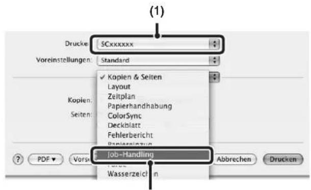 Drucke: SCxxxxxx Voreinstellungen: Standard Kopien & Seiten Layout Zeitplan Papierhandhabung ColorSync Deckblatt Fehlerbericht Papiereinigung Job-Handling Abbrechen Drucken PDF ▼ Vorsorge Wasserzeichn