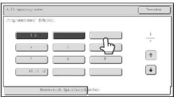 Aut Reprologon name Programmener drücken. 1 2 4 5 7 8 9 10 11 12 1/4 ↑ ↓ Reversuch Speckern/Leschen