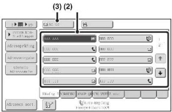 (3) (2) Addressprüfung Addressprüfung Globels Addressplanche Address sort. AAA AAA BBD 000 BBD 001 BBD 002 EEE EEE FTP 857 CDD 006 BBD BBD 111 ...1 DJD ...0 Erlup: FOMICIN MOP QERTI VEXT2 HAC Auto-Empfang Hasspachart 100%