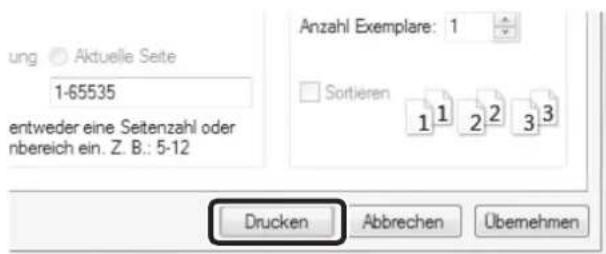 ung ○ Aktuelle Seite 1-65535 entweder eine Seitenzahl oder nbereich ein. Z. B.: 5-12 Anzahl Exemplare: 1 Sortieren 1 1 2 2 3 3 Drucken Abbrehen Übemehmen