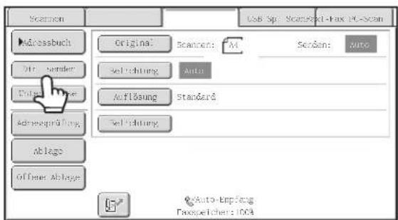 Scanen Add crossbuch Auto sender Add export page Add export page Add export page Original Scanen: A4 Setpoint Auto Setpoint Standard Setpoint Auto-kapfung Faxpctichers 1004