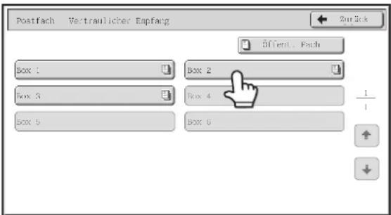 Postfach Vertraulicher Empfang Zurück Silent. Fach Box 1 Box 2 Box 3 Box 4 Box 5 Box 6 1 1