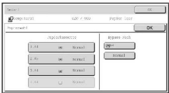Select1 Computer01 U20 / 000 Papier kser Paperksetto Papierkassetto Normal Normal Normal Normal Normal Bypass Kach Normal OK