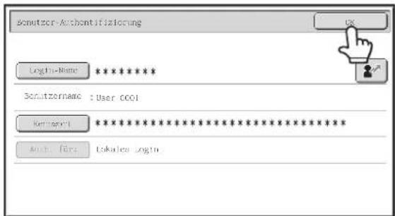 Bonutzer-Archontifizierung Login-Name ********** Bonutzername : User CC01 Kennwaret ************** Anch. für: Tokalea login