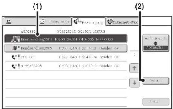 (1) Address: Startzelt Scl.tcr. Status Rundser-Gang2001 10:00 04/01 01/03/03 NOXXXXXX Rundser-Gang2002 0:05 04/01 00/001. Senden 6X 0:22 00:01 00/004. Senden 6X 0:29456789 0:00 04/01 01/03/16. Senden 6X (2) Auto-Mode: A.sgesch Default Auto-End