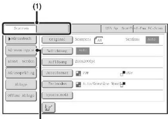 (1) ScanMenu Original ScanMenu: A4 Session Auto Setrichtung Auto Auflösung 200x200xpt AutoFormat PDF PDF Parbmodus Auto/Grautöne Mono2 Spazita.mod1